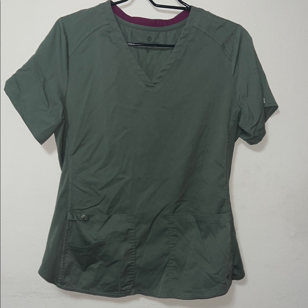 Med Couture Green Fitted Scrub Top